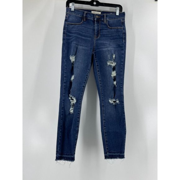 Pac Sun Women's Mid Rise Ankle Jeggings Distressed Skinny Jeans Denim Size 27 W - Picture 2 of 12